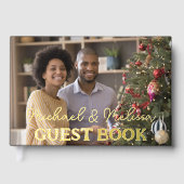 Mr & Mrs Wedding Photo Elegant Script Goud Gastenboek (Voorkant)