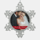 Mr. & Mrs Wedding Photo Year Ornament Sn (Voorkant)
