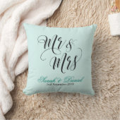 Mr & Mrs Wedding Pillow Keepomwille Gift blue gree Kussen (Deken)