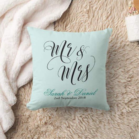Mr & Mrs Wedding Pillow Keepomwille Gift blue gree Kussen (Deken)
