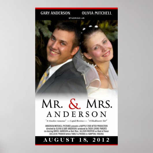 Mr & Mrs Wedding Poster - Custom Movie Sjabloon (Voorkant)