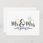 Mr & Mrs Wedding Rings Briefkaart (Voorkant / Achterkant)