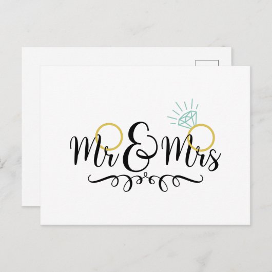 Mr & Mrs Wedding Rings Briefkaart (Voorkant / Achterkant)