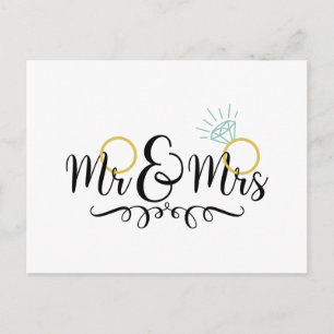 Mr & Mrs Wedding Rings Briefkaart