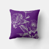 Mr & Mrs Wedding Simple Floral Silver Paars Kussen (Achterkant)