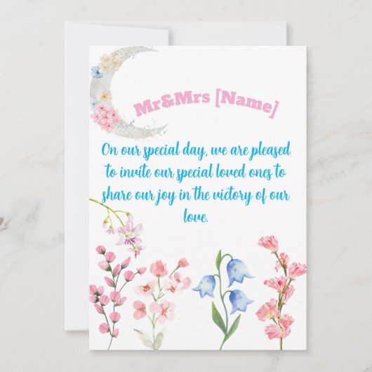 Mr & Mrs Wedding Uitnodiging met Floral & Butterfl (Voorkant)