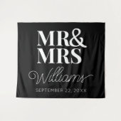 Mr. Mrs. Wedding Vrijgezellenfeest Modern Achtergr Wandkleed (Voorkant (horizontaal))