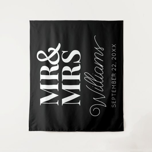 Mr. Mrs. Wedding Vrijgezellenfeest Modern Achtergr Wandkleed (Voorkant)