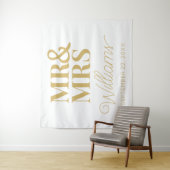 Mr. Mrs. Wedding Vrijgezellenfeest Modern Achtergr Wandkleed (In situ)