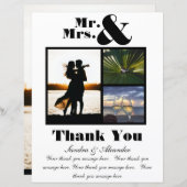 Mr Mrs White Black Dank u Kaart Foto bruiloft (Voorkant / Achterkant)