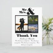 Mr Mrs White Black Dank u Kaart Foto bruiloft (Staand voorkant)