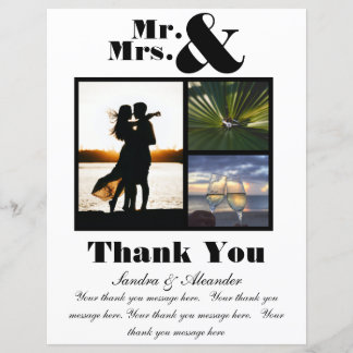 Mr Mrs White Black Dank u Kaart Foto bruiloft