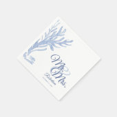 Mr & Mrs White en Blue Elegant Nautical Wedding Servet (Hoek)