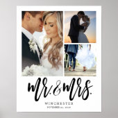 Mr. & Mrs White Script 3 Photo Collage Poster (Voorkant)