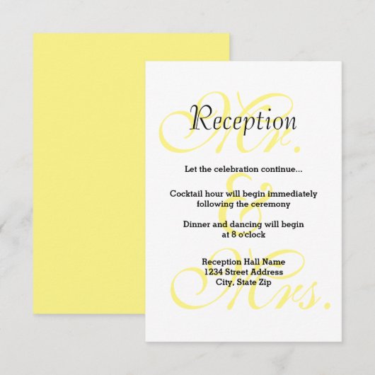 Mr. & Mrs Yellow - Uitnodiging tot ontvangst (Voorkant / Achterkant)