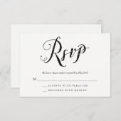 Mr & Mrs Zwart & Wit Bruiloft RSVP Respons Kaarten (Voorkant / Achterkant)