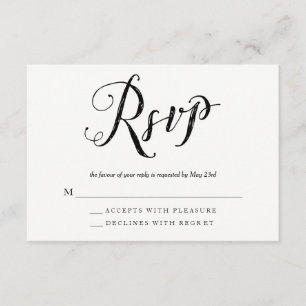 Mr & Mrs Zwart & Wit Bruiloft RSVP Respons Kaarten Kaartje