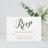 Mr & Mrs Zwart & Wit Bruiloft RSVP Respons Kaarten Kaartje (Staand voorkant)