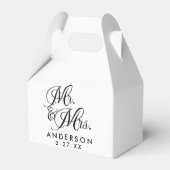 Mr & Mrs Zwart Wit Bruiloft Verloving Favor Bedankdoosjes (Voorkant Zijde)