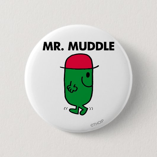 Mr Muddle | Achteruit lopen Ronde Button 5,7 Cm (Voorkant)