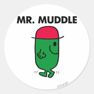 Mr Muddle   Achteruit lopen Ronde Sticker