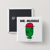 Mr Muddle | Achteruit lopen Vierkante Button 5,1 Cm (Voorkant /achterkant)
