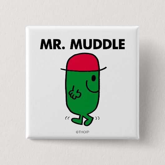 Mr Muddle | Achteruit lopen Vierkante Button 5,1 Cm (Voorkant)