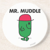 Mr Muddle | Achteruit lopen Zandsteen Onderzetter (Voorkant)