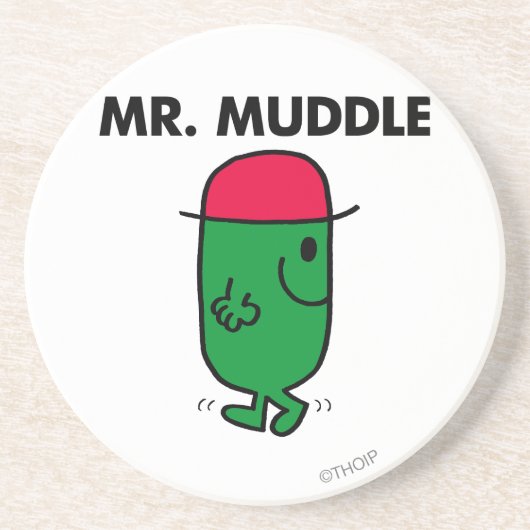 Mr Muddle | Achteruit lopen Zandsteen Onderzetter (Voorkant)