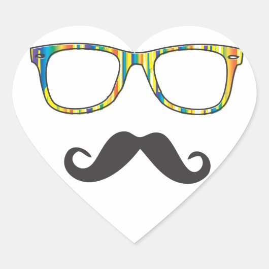 Mr Mustache Hipster Hart Sticker (Voorkant)