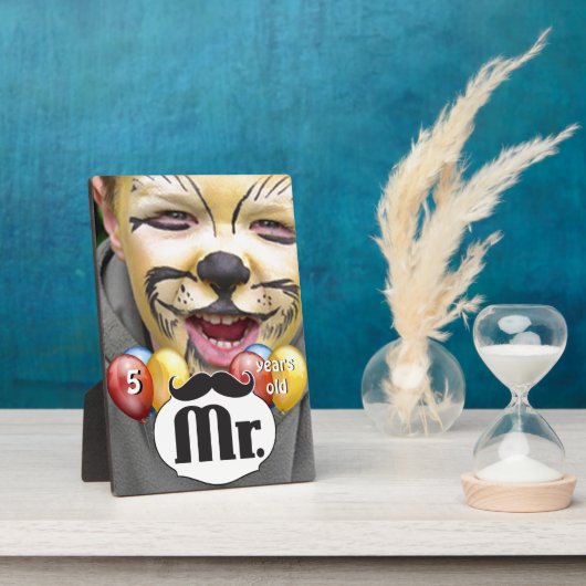 Mr. Mustache Lil Man Boy's Retro Verjaardag Fotoplaat (Zijkant)