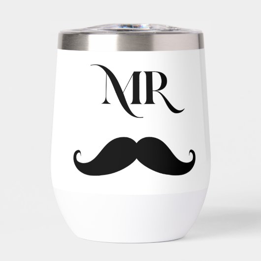 Mr. Mustache wijnglas voor hem (Voorkant)