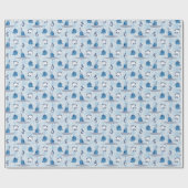 Mr. Narwhal Blue Snowflake Pattern Cadeaupapier (Vlak)