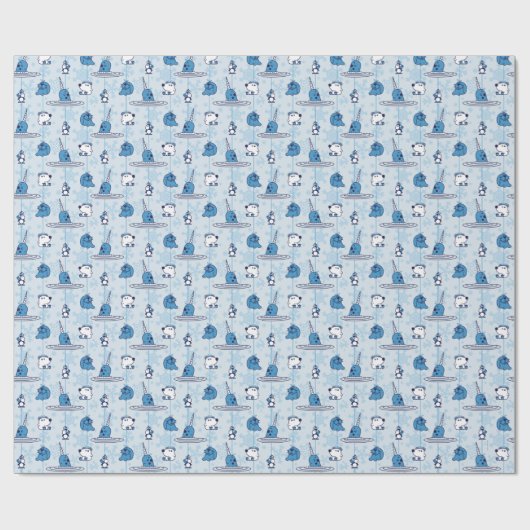 Mr. Narwhal Blue Snowflake Pattern Cadeaupapier (Vlak)