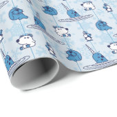 Mr. Narwhal Blue Snowflake Pattern Cadeaupapier (Rol Hoek)