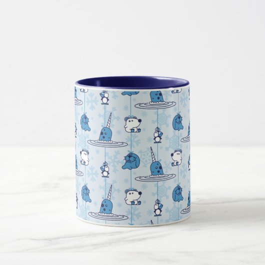 Mr. Narwhal Blue Snowflake Pattern Mok (Midden)