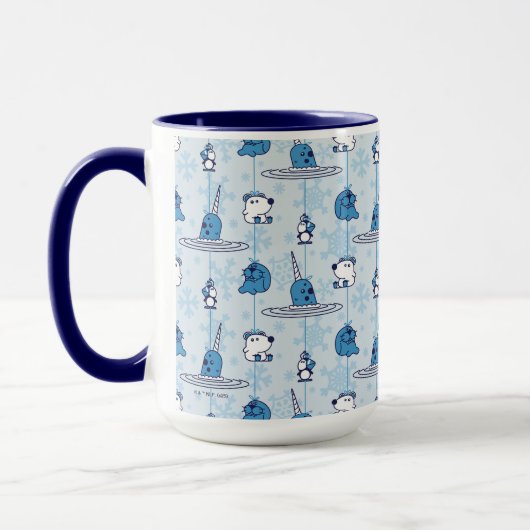 Mr. Narwhal Blue Snowflake Pattern Mok (Links)