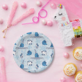 Mr. Narwhal Blue Snowflake Pattern Papieren Bordje (Feest)