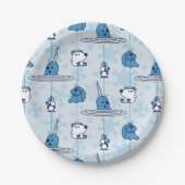 Mr. Narwhal Blue Snowflake Pattern Papieren Bordje (Voorkant)