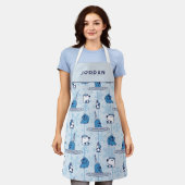 Mr. Narwhal Blue Snowflake Pattern Schort (Gedragen)