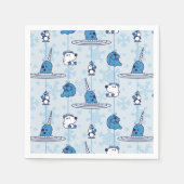 Mr. Narwhal Blue Snowflake Pattern Servet (Voorkant)
