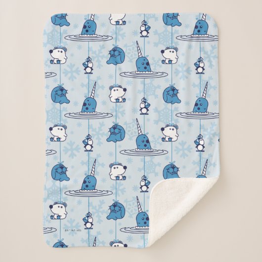Mr. Narwhal Blue Snowflake Pattern Sherpa Deken (Voorkant)