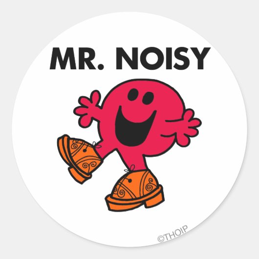 Mr Noisy | Grote wandelende klompen Ronde Sticker (Voorkant)