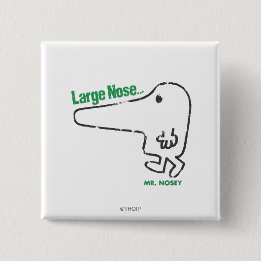 Mr Nosey | Grote neus Vierkante Button 5,1 Cm (Voorkant)