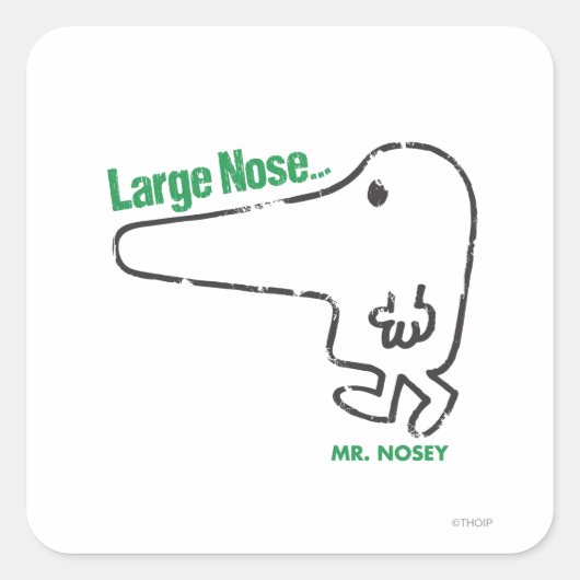 Mr Nosey | Grote neus Vierkante Sticker (Voorkant)