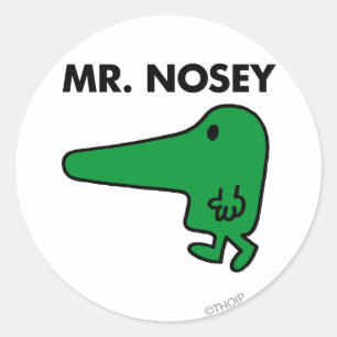 Mr Nosey   Leiding door een neus Ronde Sticker