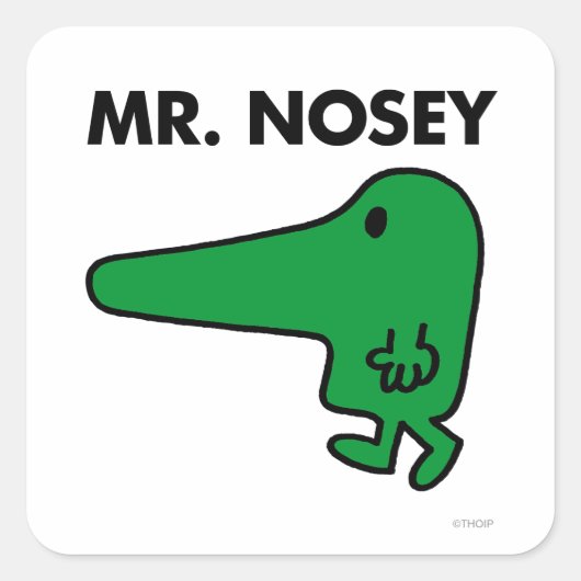 Mr Nosey | Leiding door een neus Vierkante Sticker (Voorkant)
