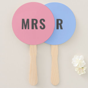 Mr of Mrs.?   Bride Groom Pink Blue Weddenschap Handwaaier