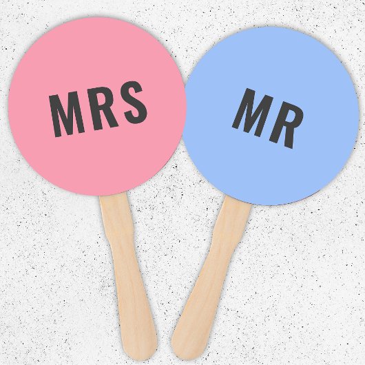Mr of Mrs.? | Bride Groom Pink Blue Weddenschap Handwaaier