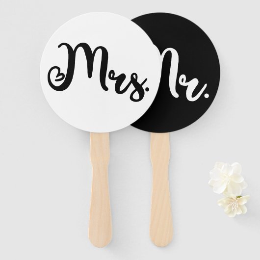 Mr of Mrs Modern minimal Wedding Game Handwaaier (Voorkant en achterkant)